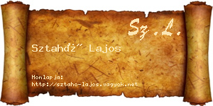 Sztahó Lajos névjegykártya