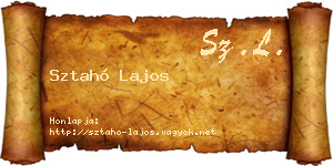 Sztahó Lajos névjegykártya